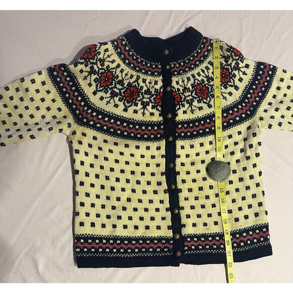 Paul Mage Hand Knit 100% Wool Danish Fair Isle Ski Sweater 1950s 1960s Vintage - Picture 7 of 8